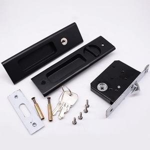 Pocket <strong>Door</strong> Lock Handle Invisible Wooden Barn <strong>Door</strong> <strong>Latch</strong> with Keys Interior Privacy Furniture Hardware Brushed Nickel Silver - Product Image 3