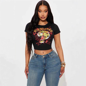 <span class=keywords><strong>T</strong></span>-<span class=keywords><strong>shirt</strong></span> court moulant en Spandex à manches courtes pour <span class=keywords><strong>femme</strong></span>, <span class=keywords><strong>imprimé</strong></span> moto épicé, style décontracté urbain, Festival de musique <span class=keywords><strong>rock</strong></span> d'é<span class=keywords><strong>t</strong></span>é 2026 - Product Image 1
