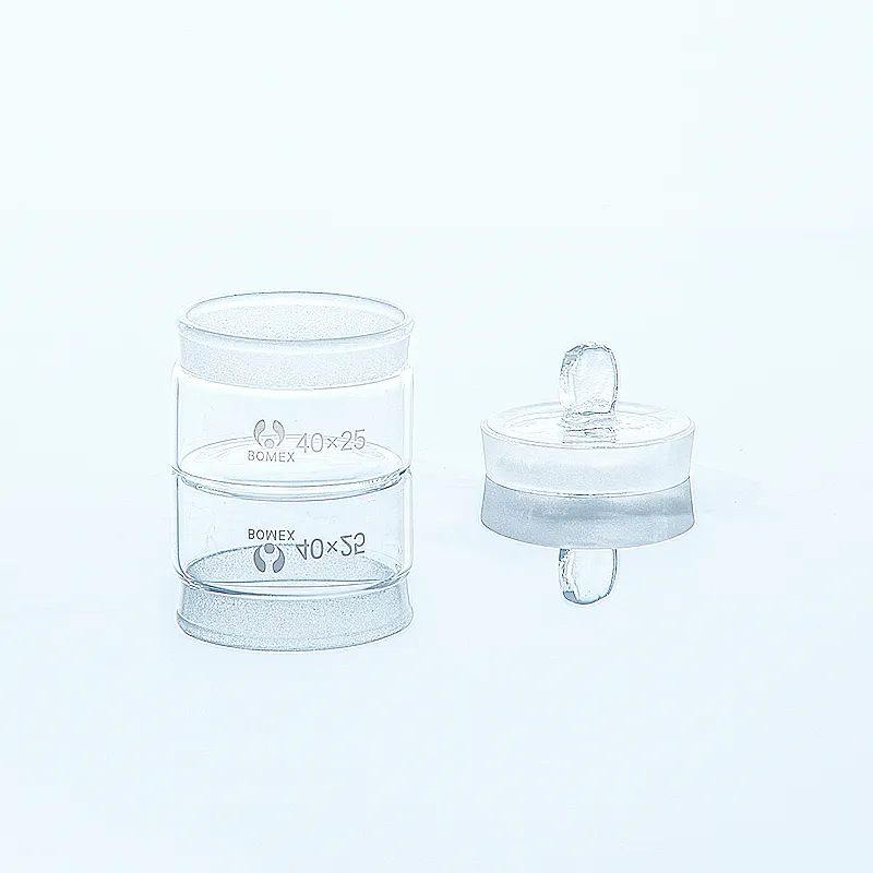 化学実験室透明高ホウケイ酸ガラス背の高い低形状の計量ボトル、標準テーパーストッパー付き