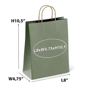 Sac en papier personnalisé en gros, sac en papier cadeau vert avec logo et poignée pour petit produit cadeau - Product Image 2