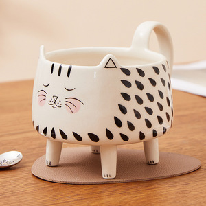 Tasse en céramique 3D en forme de chat à quatre pattes, tasses en forme de chat, tasse à café pour le petit-déjeuner, tasse à thé en céramique - Product Image 1