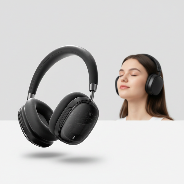 SIBYL Wireless Wired Dual Mode Over-Ear Sports Headphones Active Noise Cancelling Sound Swipe to Adjust the Volume