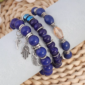 Commercio all'ingrosso a buon mercato stile Boho gioielli elastici grappoli di perline ciondolo pila di bracciale elasticizzato set per le donne degli uomini - Product Image 4