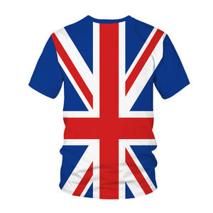 Logotipo personalizado Reino Unido bandera 3D <span class=keywords><strong>impresión</strong></span> hombres Retro Casual manga corta cuello redondo Camiseta verano ropa al aire libre 100% poliéster ajustado - Product Image 5