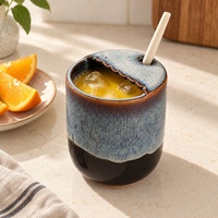 Mug en céramique vintage à glaçure réactive avec paille, style Wabi-Sabi japonais, pour le bureau et la maison, avec trou pour paille
