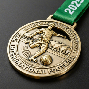 Diseño de jugador de fútbol grabado profesional <span class=keywords><strong>Medalla</strong></span> chapada en oro y plata Logotipo personalizado Campeonato Deportes Fútbol <span class=keywords><strong>Medalla</strong></span> coleccionable - Product Image 3