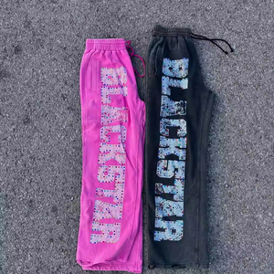 Completo da uomo invernale ricamato oversize vintage lavato con felpa corta con grafica effetto <span class=keywords><strong>schizzi</strong></span> <span class=keywords><strong>di</strong></span> vernice e pantaloni della tuta a gamba larga, stile hip-hop - Product Image 3