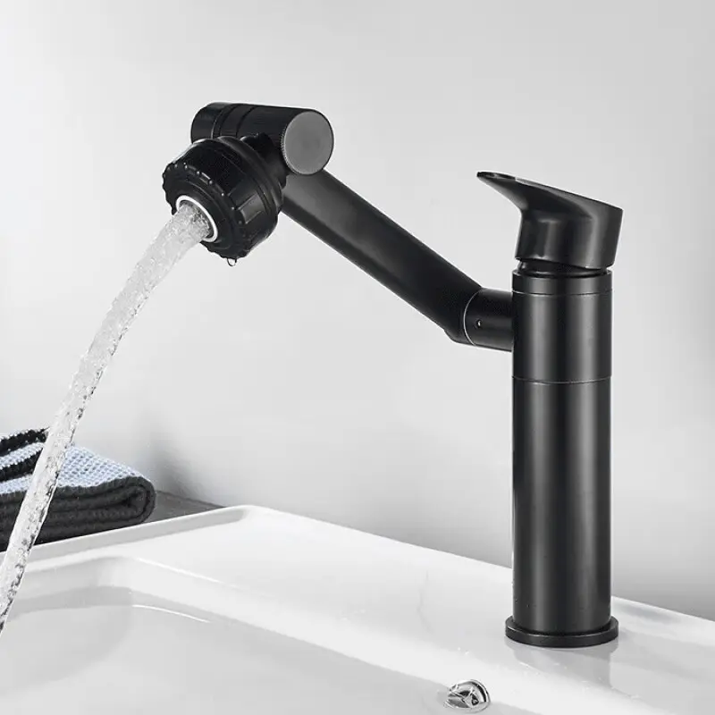 Grifo multifunción para lavabo de baño, mezclador de agua fría y caliente con rotación de supercarga, color negro, gran oferta