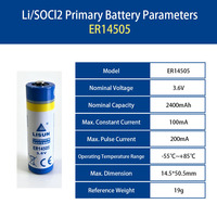 Batería ER14505 de 3.6V 2400mAh AA Li/Socl2 para Controladores Lógicos Programables PLC