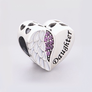 925 argent blanc ailes d'ange un morceau de mon coeur est dans le ciel perles breloques ajustement Original Pan breloques bracelets fabrication de bijoux nouveau - Product Image 3