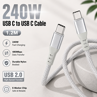 Câble USB C vers USB C de haute qualité 240W 1,2M Charge rapide PD 5A Tressé en nylon USB 2.0 OEM ODM Petites commandes acceptées