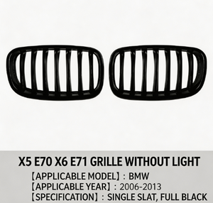 Parrilla Delantera Negra AURON Estilo Riñón Doble Listón ABS para X5 X6 E70 E71 2007-2013, Parrilla de Modificación para Automóvil - Product Image 2
