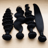 Extensions de cheveux humains Remy lisses brésiliens, péruviens, malaisiens, indiens, en trame unique avec closure