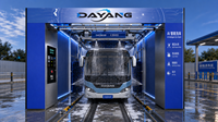 Machine de lavage de véhicules électrique en acier inoxydable à tunnel, avec brosse automatique, pulvérisation de mousse haute pression et moteur à onduleur, pour bus, autocars et camions