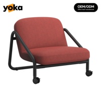 Fauteuil de loisirs en structure acier mobile avec coussin moelleux, fauteuil roulant pour salon et espaces publics
