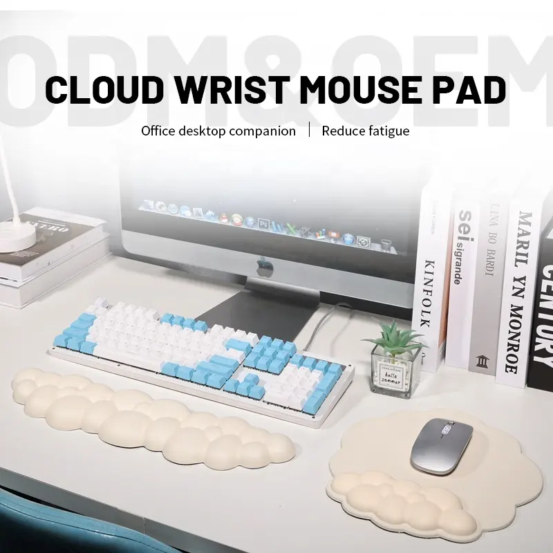 Ergonomic Keyboard Wrist Rest Mouse Pad Cloud Leather Mouse Pad Gaming Mouse Pad PC Speed Desk Mat Gamer Custom for Office Home