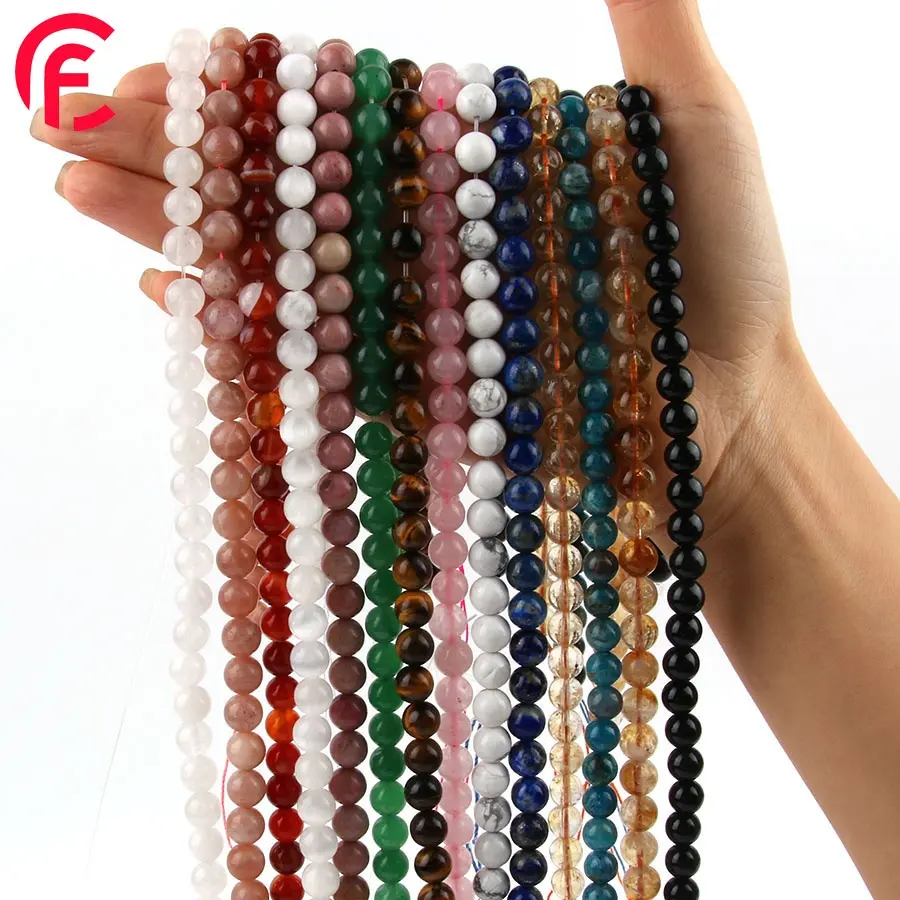 Pedra Natural Beads Tiger Eye Ametista Quartzo Rosa Citrino Lava Cristal Rodada Loose Beads para colar de jóias pulseira fazendo