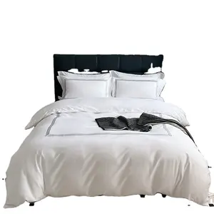 White Hotel Quilt Duvet Bed Cover Set Linen Bedding Set Bed Sheets For Hotels Bedding