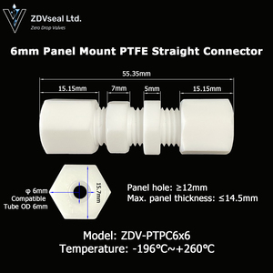 Zdvseal 6mm x 6mm bằng PTFE khớp nối thẳng chống ăn mòn Ozone hoàn hảo cho các hệ thống xử lý nước - Product Image 2