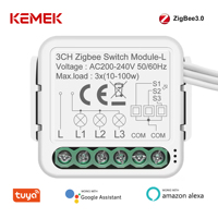 Module d'interrupteur intelligent KEMEK sans fil neutre Tuya ZigBee 1 2 3 4 Gang AC 200-240V, module relais
