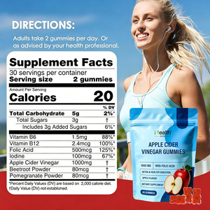 Gummies au vinaigre de cidre de pomme ACV bio avec la mère, 1000mg, Keto, Détox intestinale, Immunité, Perte de poids, Végétalien, Marque Blanche Fabriqué aux États-Unis - Product Image 3