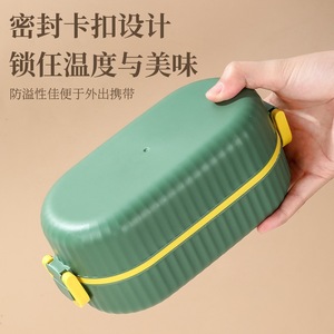Multi Layer <b>Lunch</b> <b>Box</b> Egg Shape Plastic Lid With Utensil <b>Compartment</b> For Students And Office Use - Product Image 3