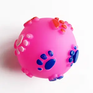 Balle amusante à imprimé de pied pour chien, jouet sonore coloré, jouets pour chiens et chats, jouet interactif en vinyle à mâcher