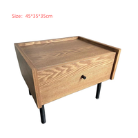 Table de chevet à un tiroir en MDF imitation bois avec pieds en fer noir, armoire de rangement pour chambre à coucher
