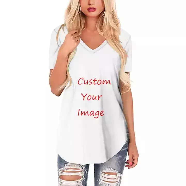Promotional Print On Demand Plain T-shirts Girls Custom Short Sleeve T Shirt Printing New Fashion Clothing Women's T-shirts