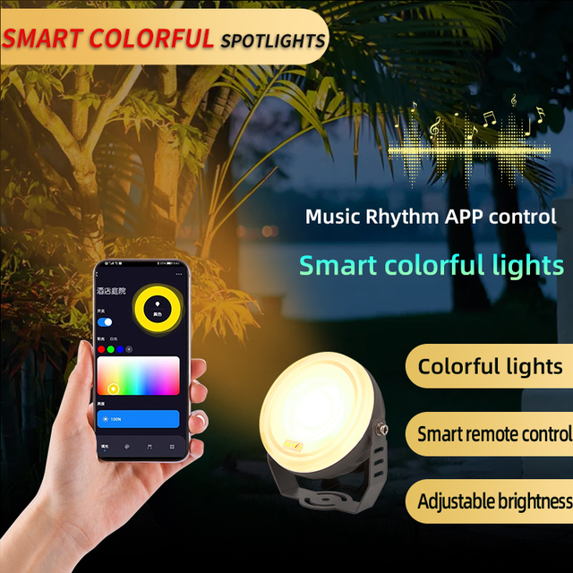 24W 48W Smart LED Outdoor Spotlight IP65 Landscape Tree Light with RGBW App Control