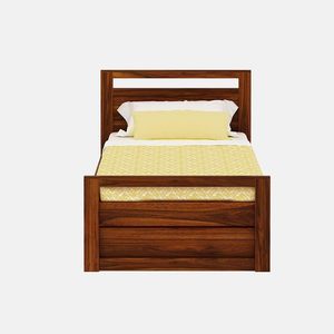 Premium Solid Sheesham Wood <b>Single</b> <b>Bed</b> <b>with</b> Pull-Out Trundle <b>Storage</b> <b>Bed</b>, Natural Walnut Finish <b>Wooden</b> <b>Bed</b> - Product Image 5