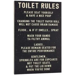 Elegant Signs Toilet Rules Sign Funny Bathroom Decor Please Seat Yourself and Have a Nice Poop Wash Your Hands Ya Filthy Anima