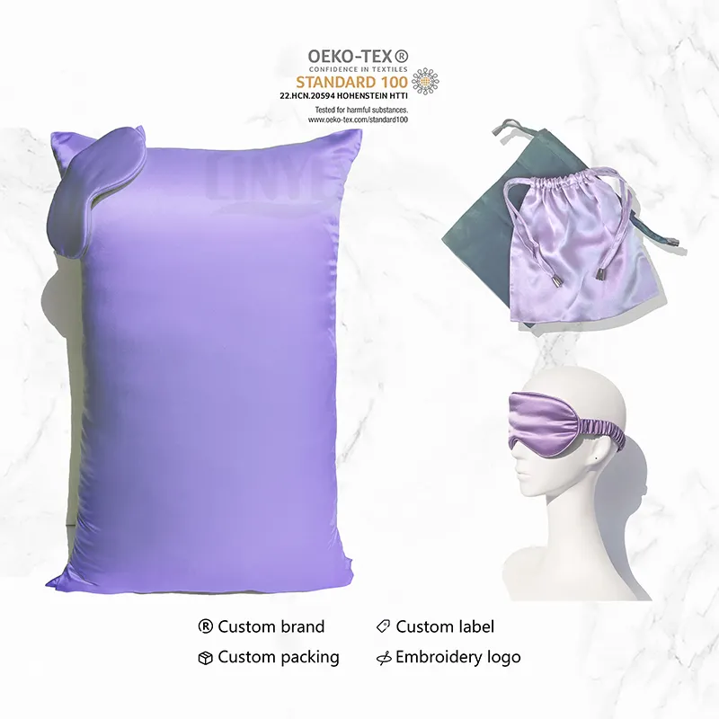 Sarung bantal sutra Slip Mulberry Logo kustom 100% dengan kotak hadiah 6a alami 22 sarung bantal sutra Momme-beli sarung bantal sutra, 22 Momm