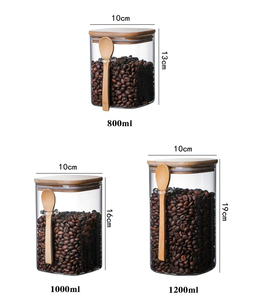 Tarro de almacenamiento de especias de cocina con cuchara de madera, contenedor de almacenamiento de alimentos de vidrio, botella dispensadora de granos con tapa hermética - Product Image 6