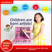 Arc-en-ciel filles enfants Art ensemble de pinceaux 208 pièces en plastique de haute qualité pour dessin et peinture crayon fournitures de papeterie
