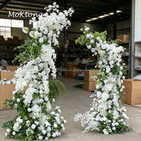 Décoration de mariage : Arche florale artificielle de roses blanches, arrangement de fleurs en forme de corne pour toile de fond de mariage, support floral