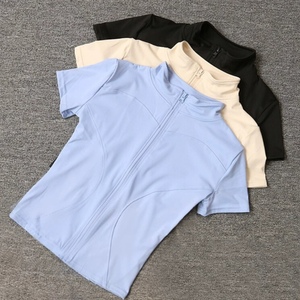Women <b>Yoga</b> <b>Jacket</b> Zip Up Short Sleeve Sportswear Breathable Quick Dry Fitness Top Gym Training Outerlayer - Product Image 1