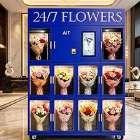 Distributeur automatique de fleurs AIT OEM/ODM avec écran tactile SDK, options de paiement multiples et système de refroidissement par compresseur à motif quadrillé