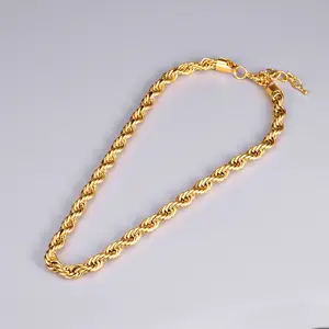 Venta al por mayor personalización 8 mm cuerda serpiente Figaro cadena gruesa hip-hop simple titanio acero 18K chapado en oro cadena collares