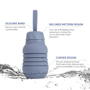 Borraccia pieghevole portatile in Silicone riutilizzabile pieghevole bevanda bollitore all'aperto Sport da viaggio acqua Taza De Agua applicabile - Product Image 4