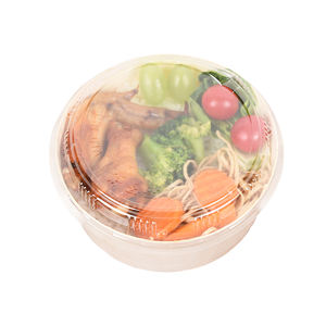 Vente chaude Emballage En Bois Boîte Ronde Burger Boîte À Gâteau Plateau De Nourriture Végétarienne Avec Couvercle Conteneur En Bois Compostable - Product Image 3