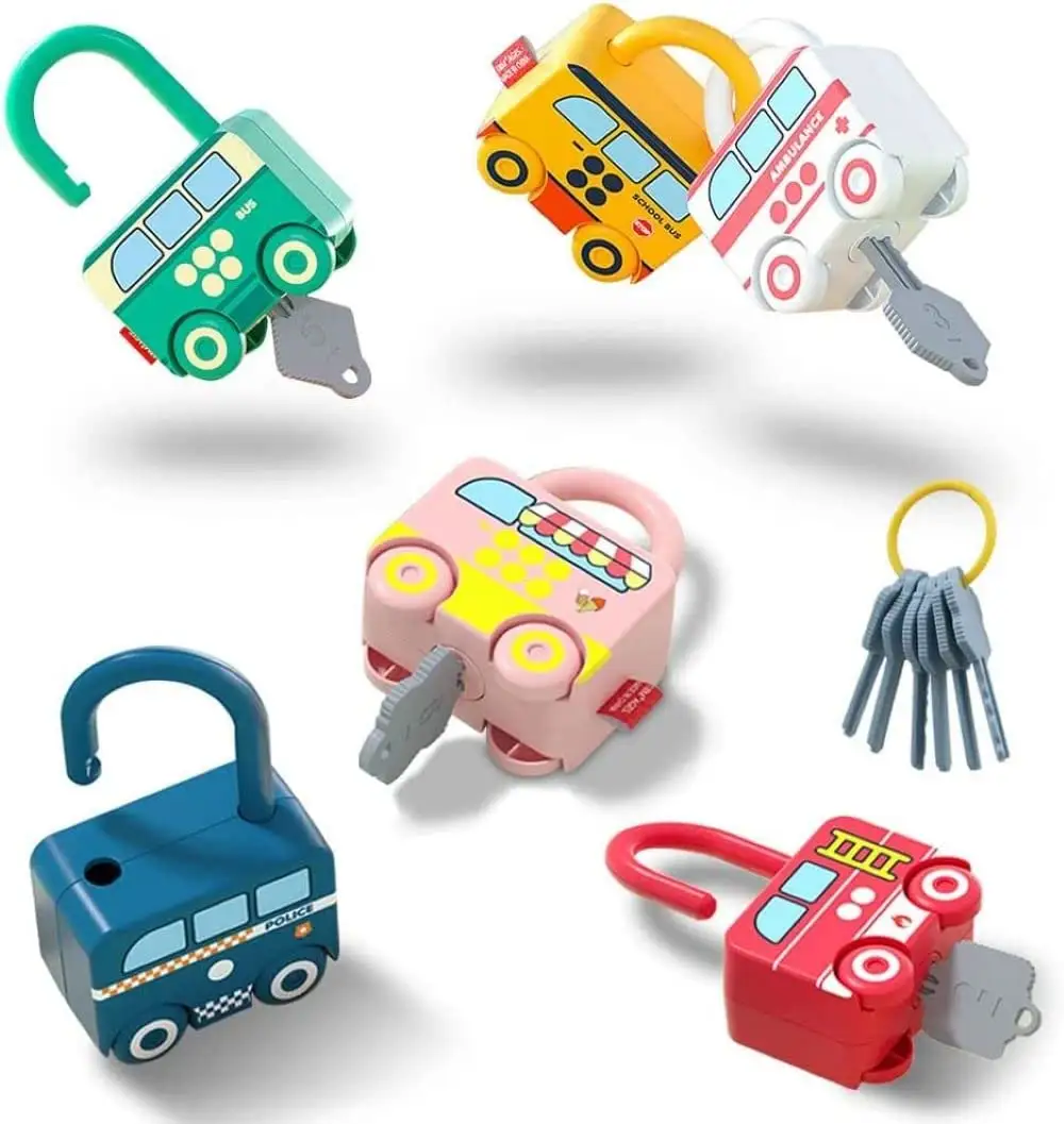 Yeni bebek Montessori öğrenme eğitim kök okul öncesi ince Motor becerileri faaliyetleri oyuncaklar tuşları ile kilitler öğrenme sayılar oyuncak
