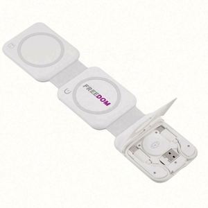 Portable 3-in-1 Foldable Magnetic Wireless <b>Charger</b> with Fast Charging UV Printed Design - Product Image 1