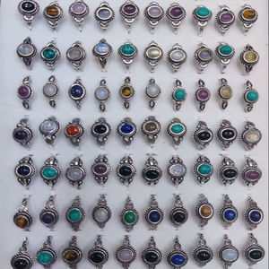 Bagues en or et argent plaqué, pierres précieuses, fabrication artisanale, style vintage bohème, vente en gros |   Bagues en pierres naturelles assorties pour femmes - Product Image 1