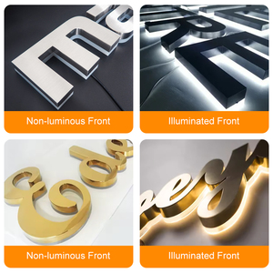 Insegna Personalizzata <span class=keywords><strong>con</strong></span> Lettere Retroilluminate a LED, Logo 3D in Metallo Tagliato al Laser, Targhetta in Acciaio Inossidabile per Reception Aziendale, Nome Azienda - Product Image 3