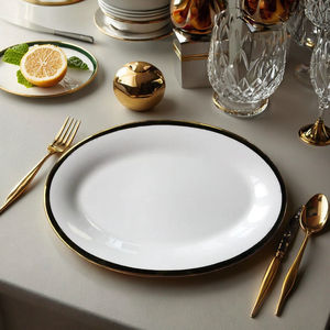 Juego de vajilla de platos de carga occidental de estilo europeo, plato de cerámica de pescado, diseño de plato ovalado mediterráneo para eventos de bodas - Product Image 1