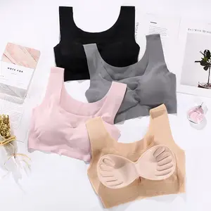 Dropshipping low price Women's Comfort Sports Ice silk Seamless Wireless Yoga Sleeping Bra