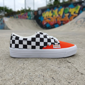 Qiniso Skate Shoe Checker Red Light Weight Lace-Up Vulcanize <b>Canvas</b> Upper - Product Image 3