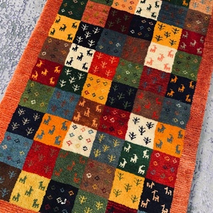 <span class=keywords><strong>Tappeto</strong></span> Gabbeh in <span class=keywords><strong>Lana</strong></span> Intrecciato a Mano 128*82cm, Motivo a Griglia Multicolore con Piccoli Animali, Arredamento Boho, <span class=keywords><strong>Tappeto</strong></span> in <span class=keywords><strong>Lana</strong></span> per Ordini all'Ingrosso - Product Image 4