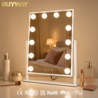 Miroir de maquillage LED Hollywood avec 12 ampoules à intensité variable, miroir de table éclairé avec variateur tactile